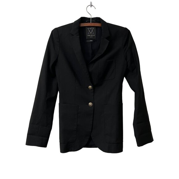 Aritzia Talula Black Classic Exeter Boyfriend Wool Blend Blazer Jacket Size 0 - Picture 2 of 10
